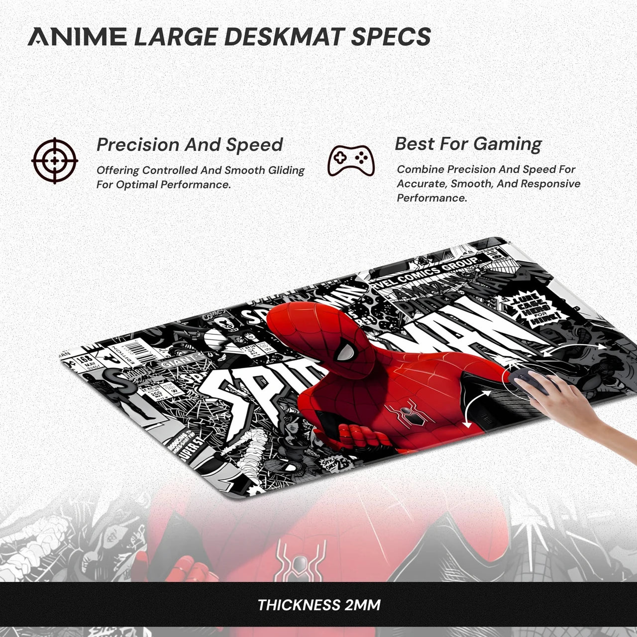 Gaming Spider-Man Mouse Pad with Non-Slip Rubber Base –  Premium Desk Mat for Gaming, Office & Study