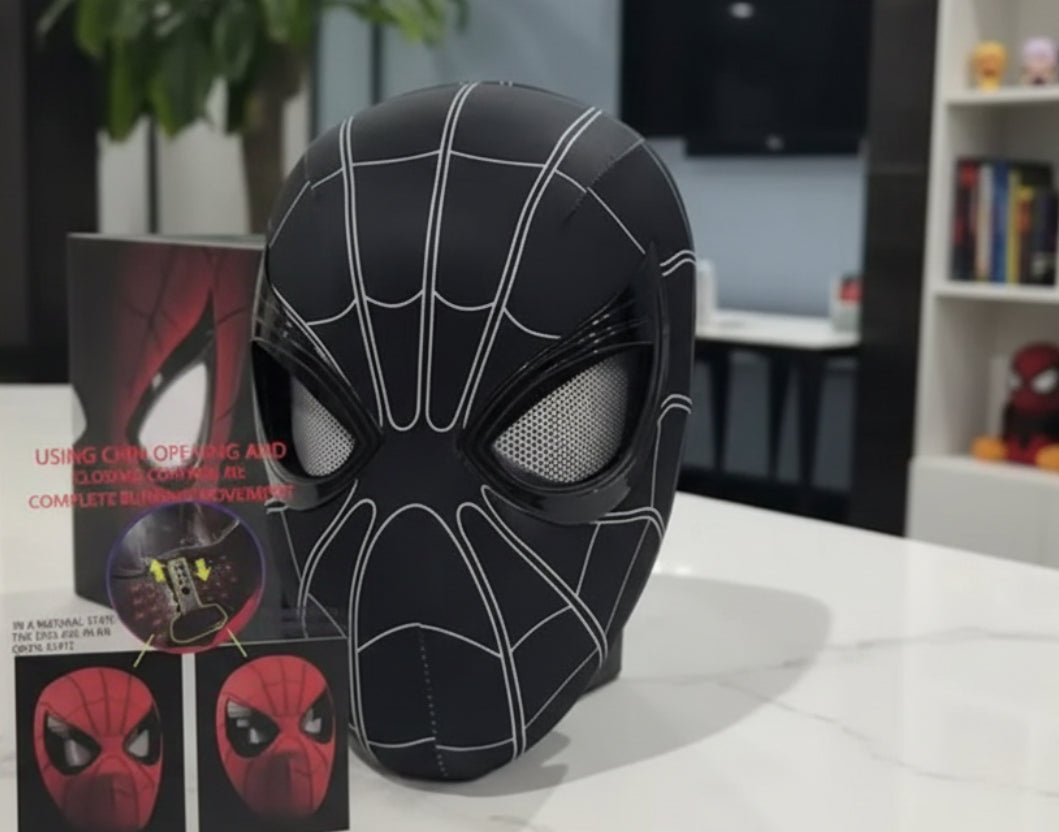 Spider-Man Black Raimi 1:1 Cosplay Mask – Light-Up Eyes with Chin Control Limited Edition