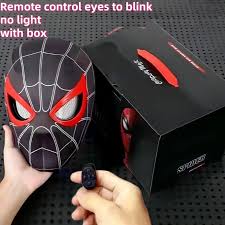 LED Red Spider-Man Mask with Remote Control – Stealth Suit Edition Cosplay Mask with Animated LED Eyes