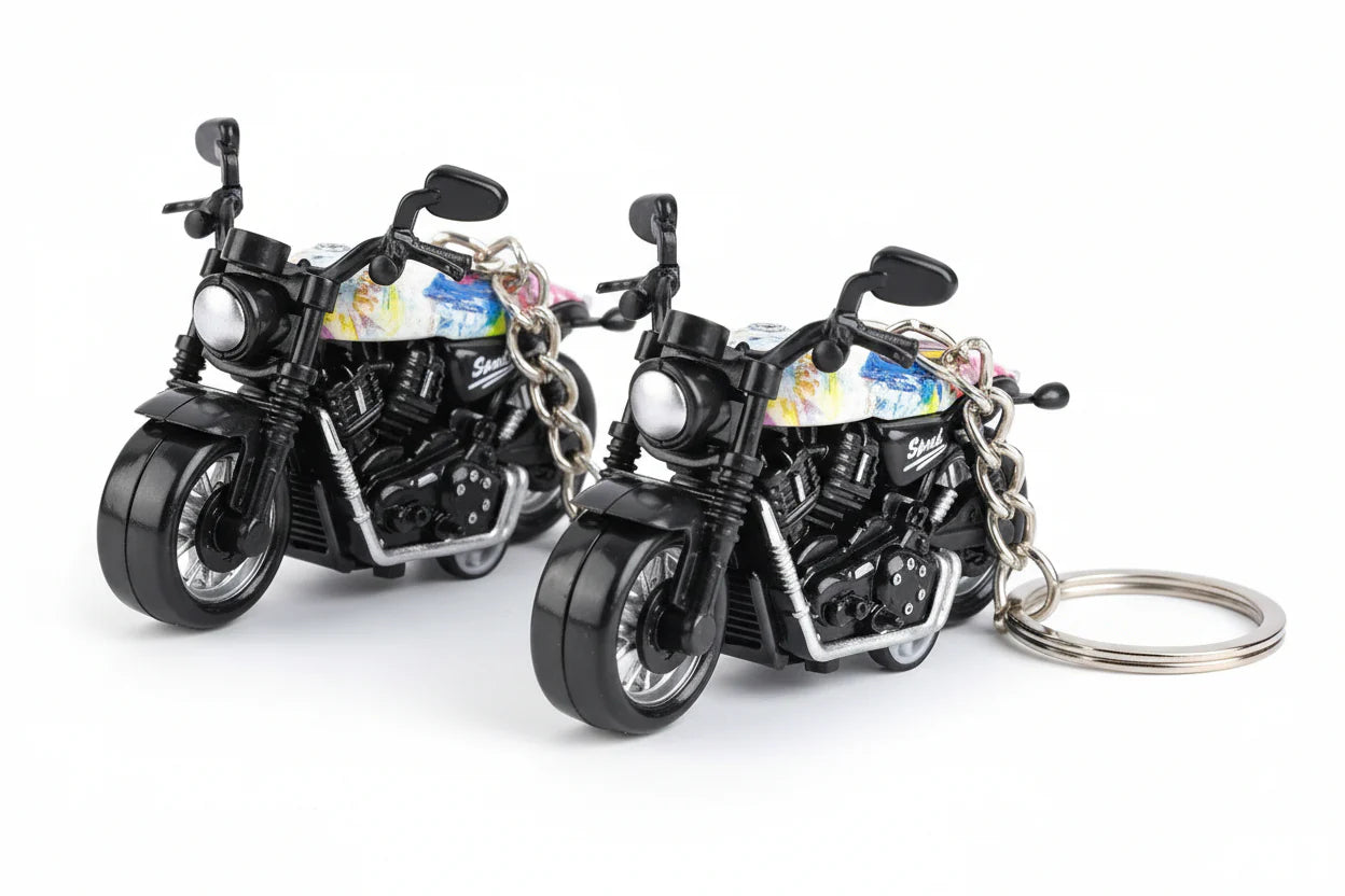 Graffiti Art Bike Pushback Keychain Jumbo Size – Stylish Mini Motorcycle Key Ring
