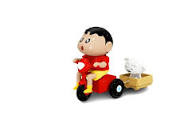 Shin Chan Action Figure with Shiro & Scooter – Cute Cartoon Collectible Showpiece for Car Dashboard & Desk Decor