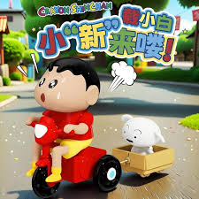 Shin Chan Action Figure with Shiro & Scooter – Cute Cartoon Collectible Showpiece for Car Dashboard & Desk Decor