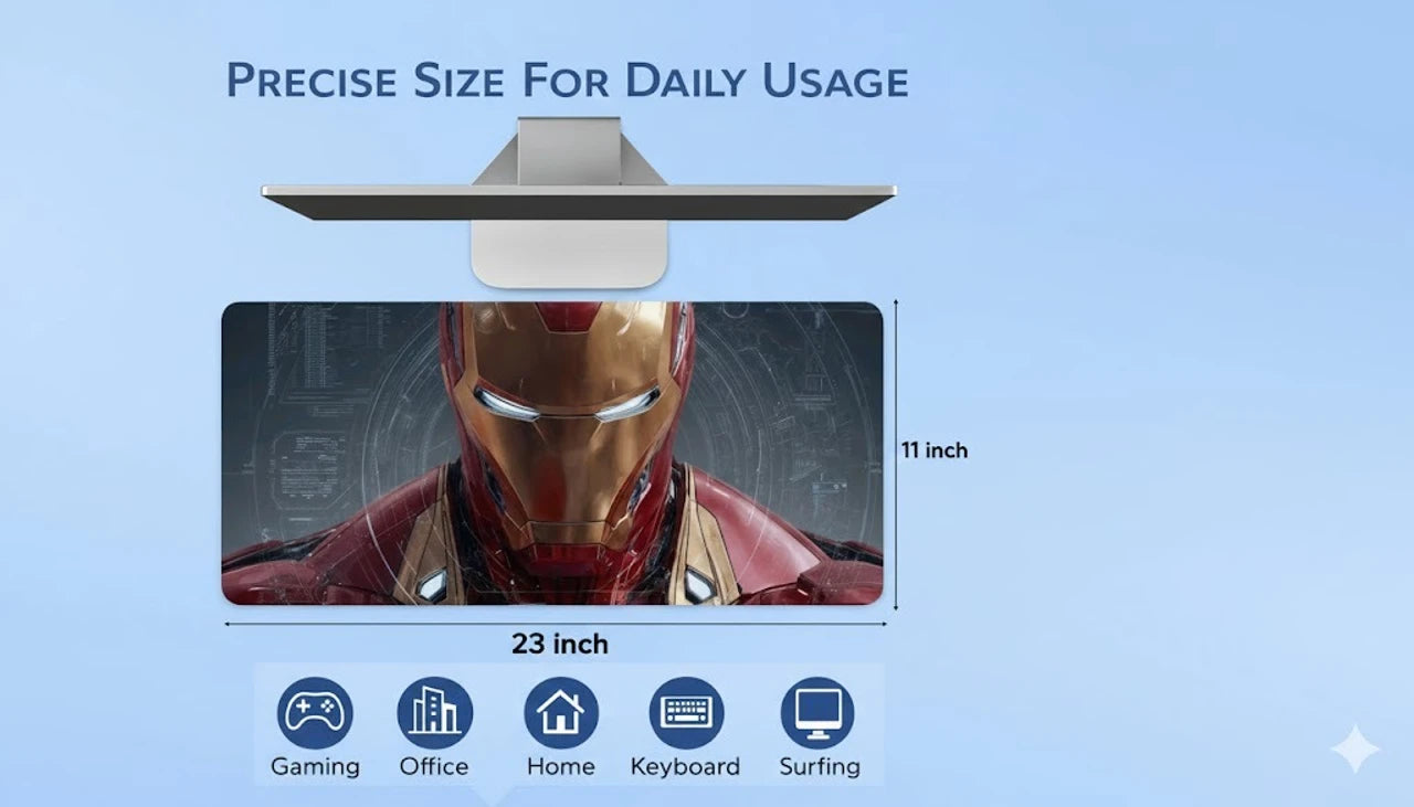 XENOAHS Iron Man Edition Desk Pad – Large Computer Mouse Mat | Non-Slip Base Gaming Desk Mat for Office, Study & Home