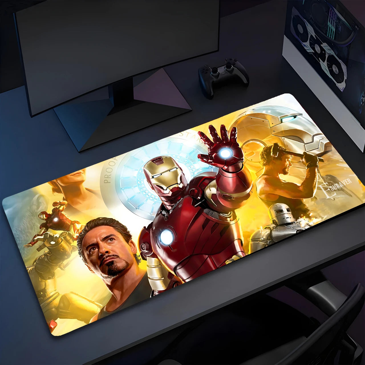 Iron Man Gaming Mouse Pad – Ultra Smooth & Waterproof Non-Slip Base Mousepad | Premium Marvel Desk Mat – Multicolor 32