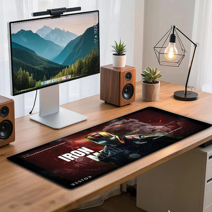 Iron Man Printed Gaming Mouse Pad – Non-Slip Base Premium Marvel Mousepad | Maroon Desk Mat for Gaming, Office & Study