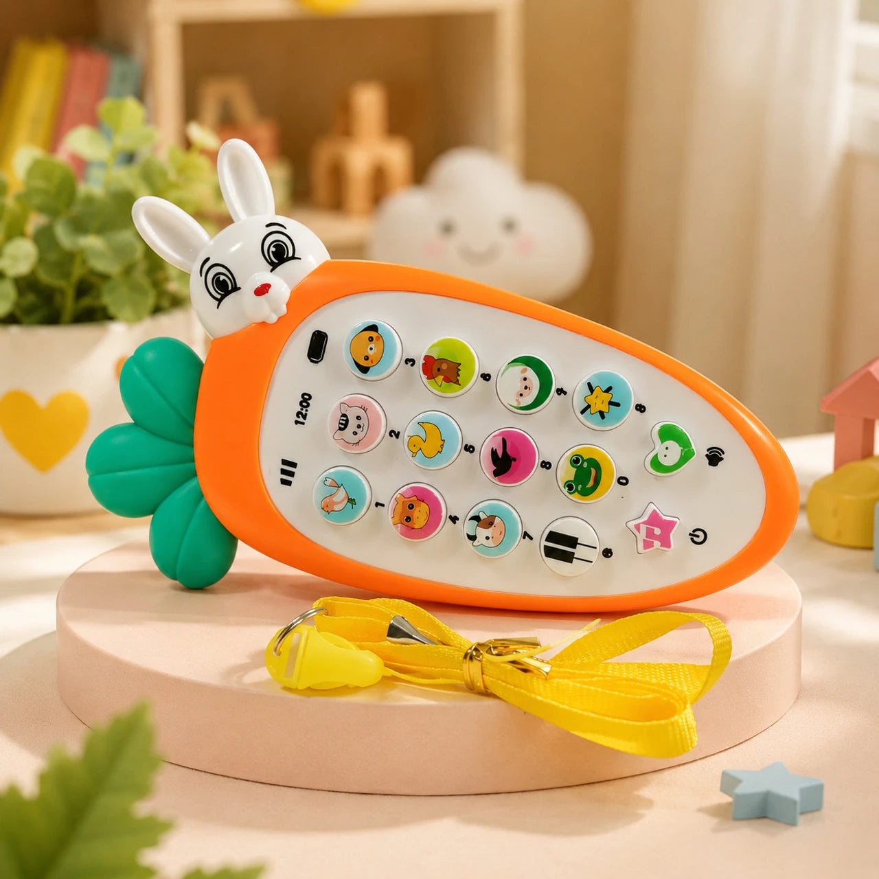 Kids Educational Musical Mobile Phone Toy – Learning Phone with Animal Sounds, Music & Interactive Buttons (Maroon, Green & White)