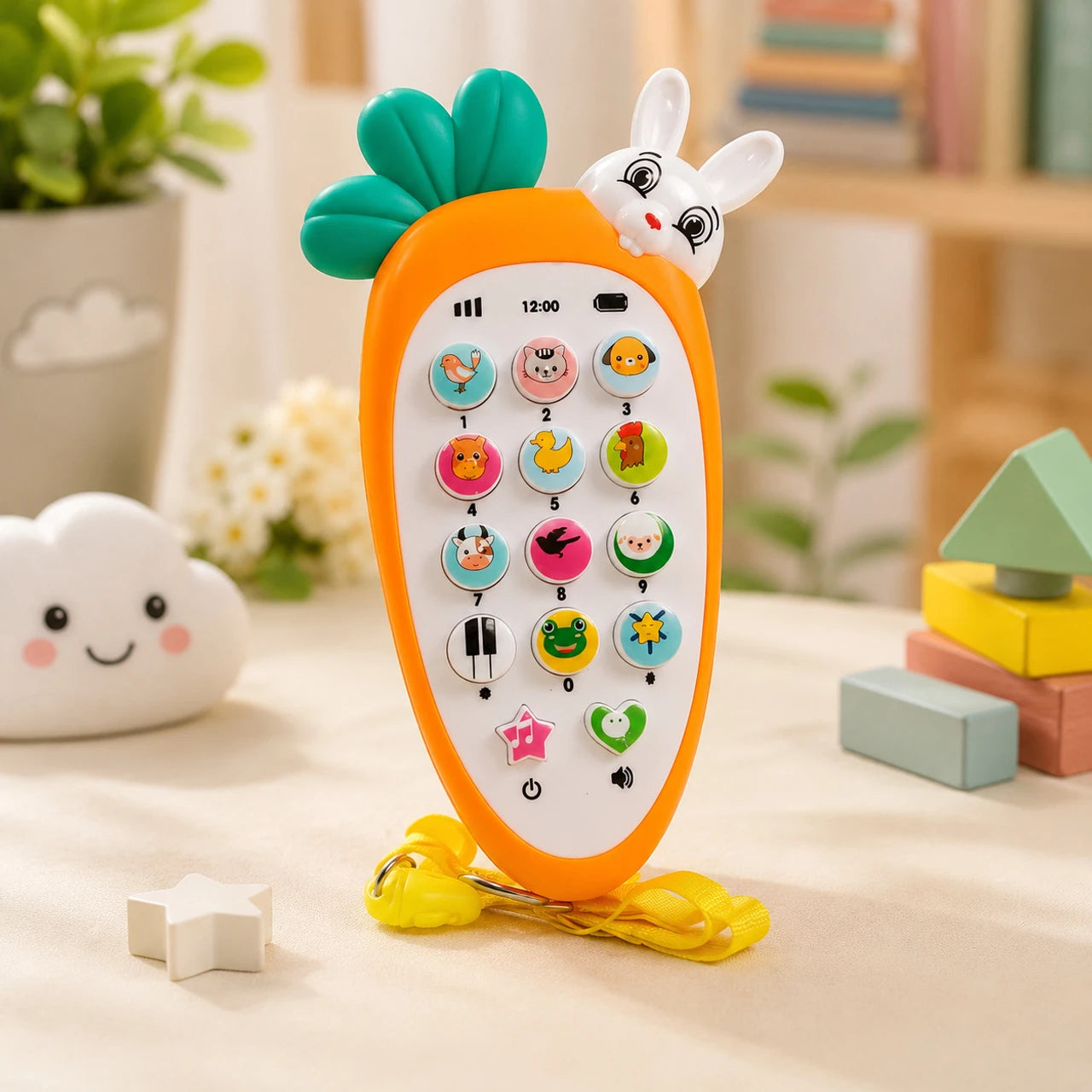 Kids Educational Musical Mobile Phone Toy – Learning Phone with Animal Sounds, Music & Interactive Buttons (Maroon, Green & White)