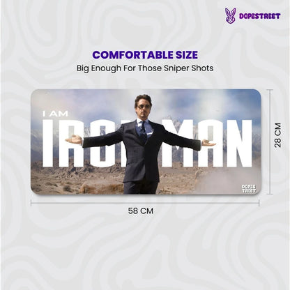 Marvel Iron Man Tony Stark Mouse Pad – Anti-Slip Extended Desk Mat | Non-Slip Base Gaming Mousepad for PC, Laptop & Office
