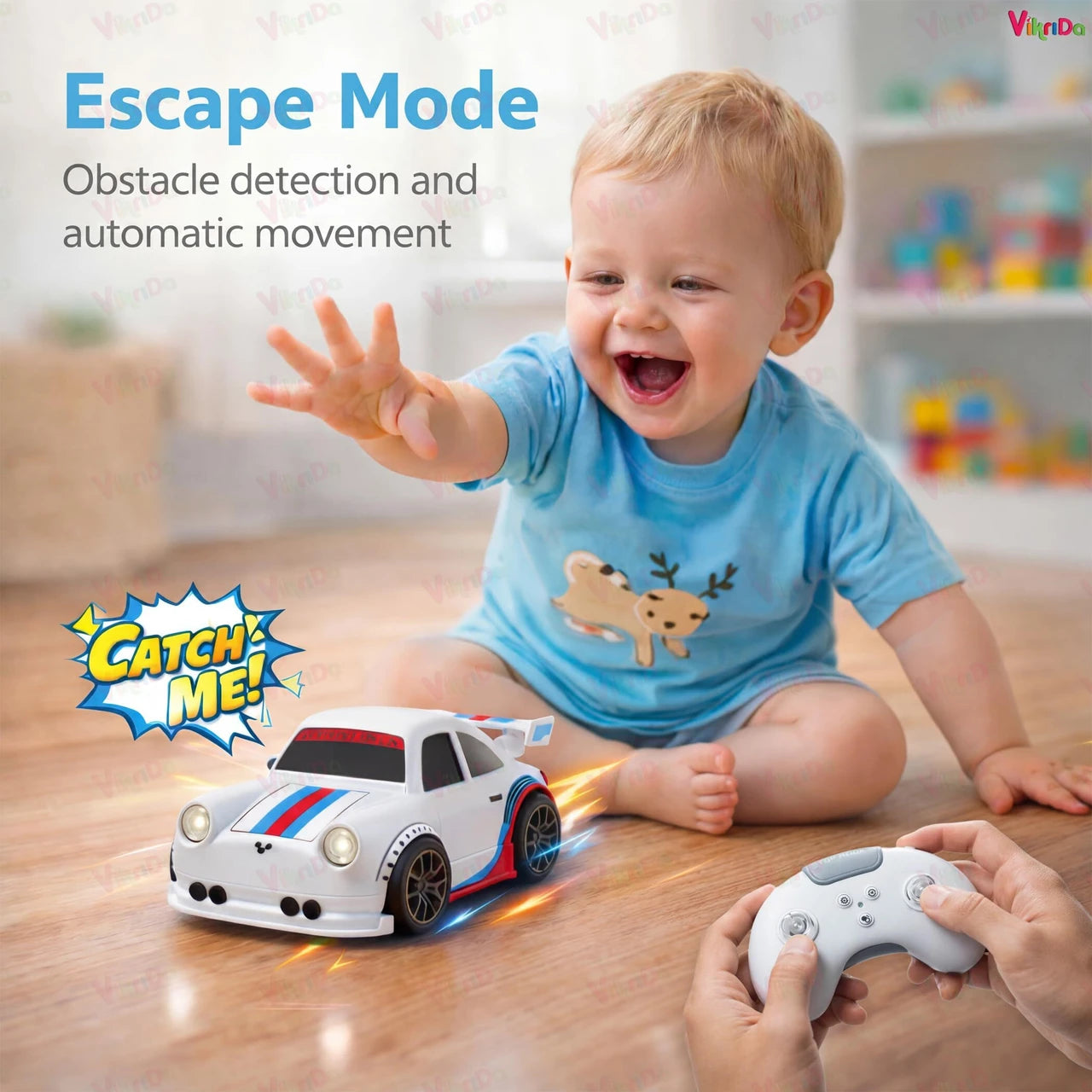 VikriDa Mini Drift RC Car – 2.4GHz Remote Control Stunt Car with LED Lights, Sound & 360° Spin