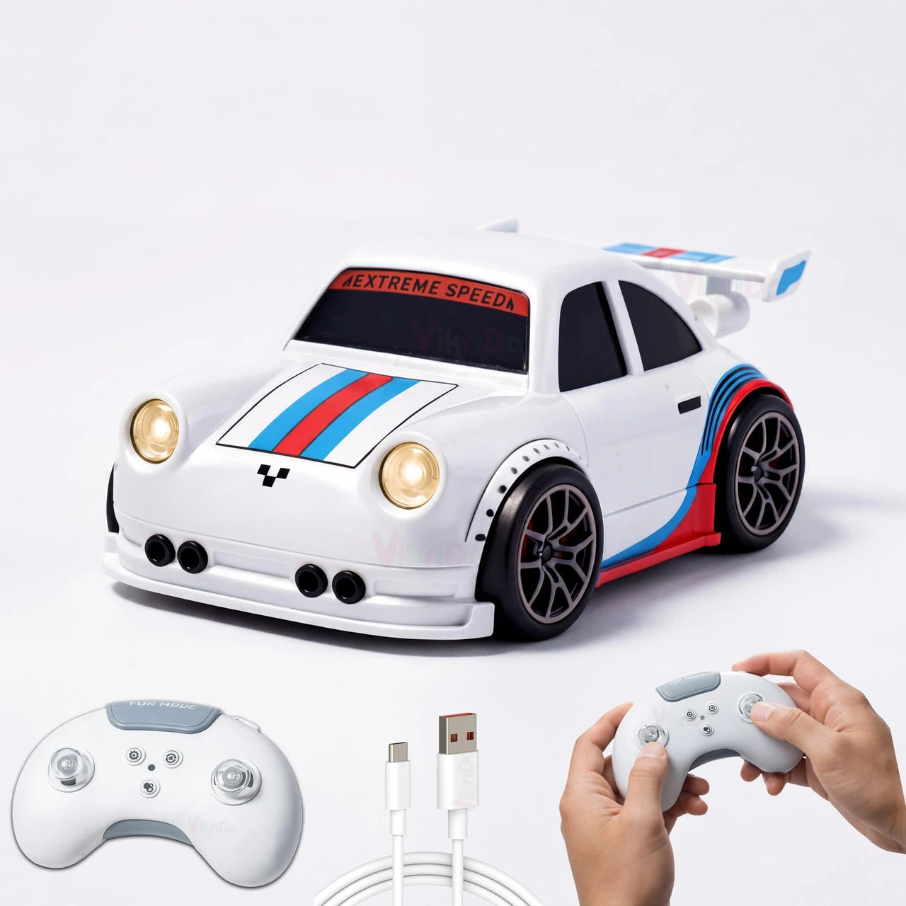 VikriDa Mini Drift RC Car – 2.4GHz Remote Control Stunt Car with LED Lights, Sound & 360° Spin