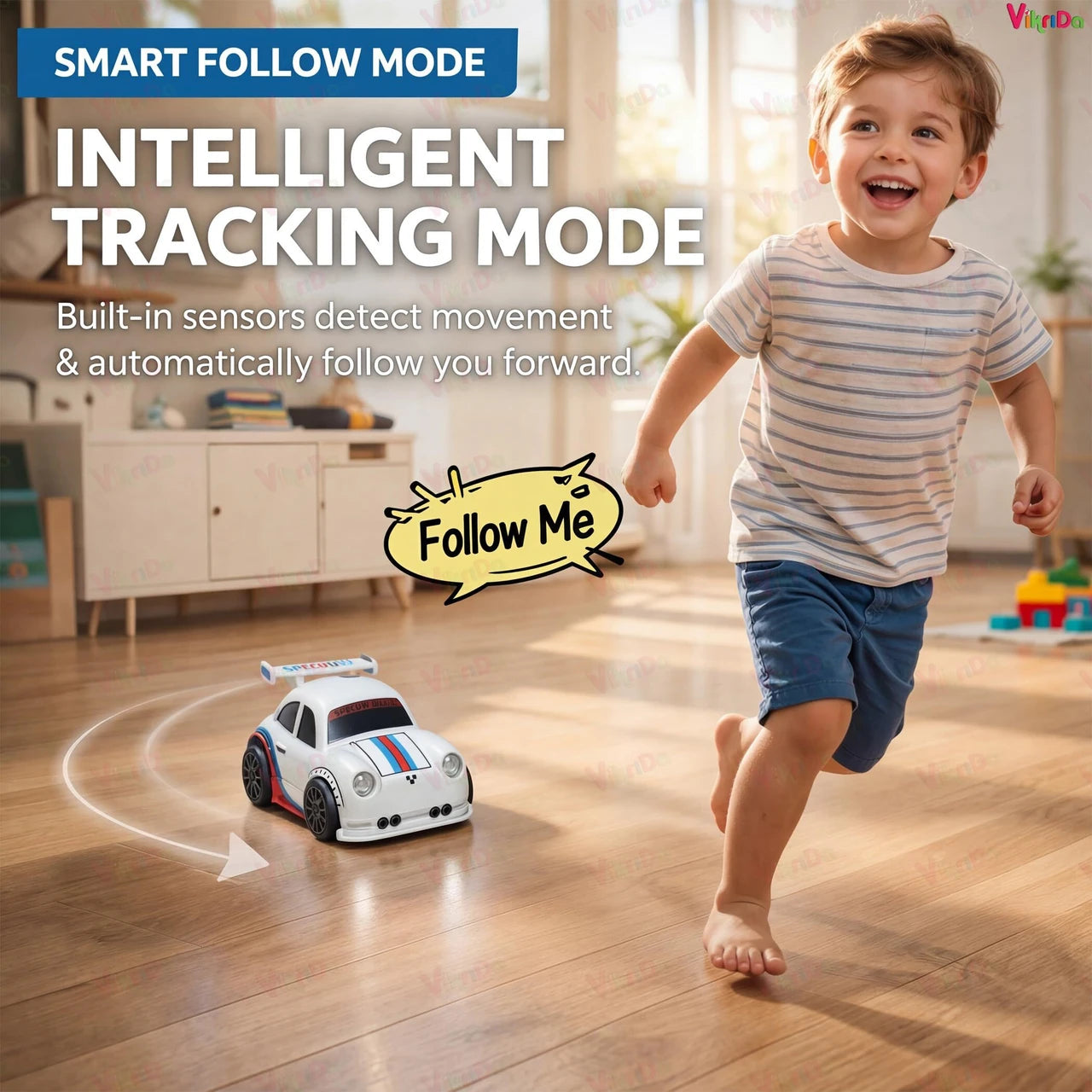 VikriDa Mini Drift RC Car – 2.4GHz Remote Control Stunt Car with LED Lights, Sound & 360° Spin