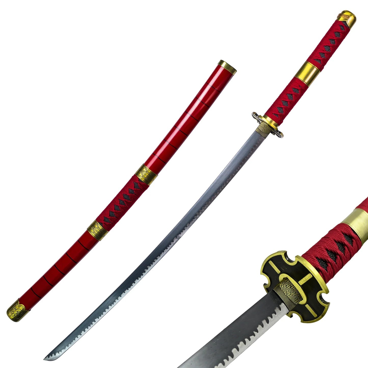 One Piece Zoro Red Wooden Katana – 104cm Anime Cosplay Sword