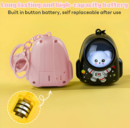 Cute Astronaut LED Light-Up Space Capsule Keychain – Starry Glow Bag Charm for Kids & Girls (Pack of 3, Random Color)