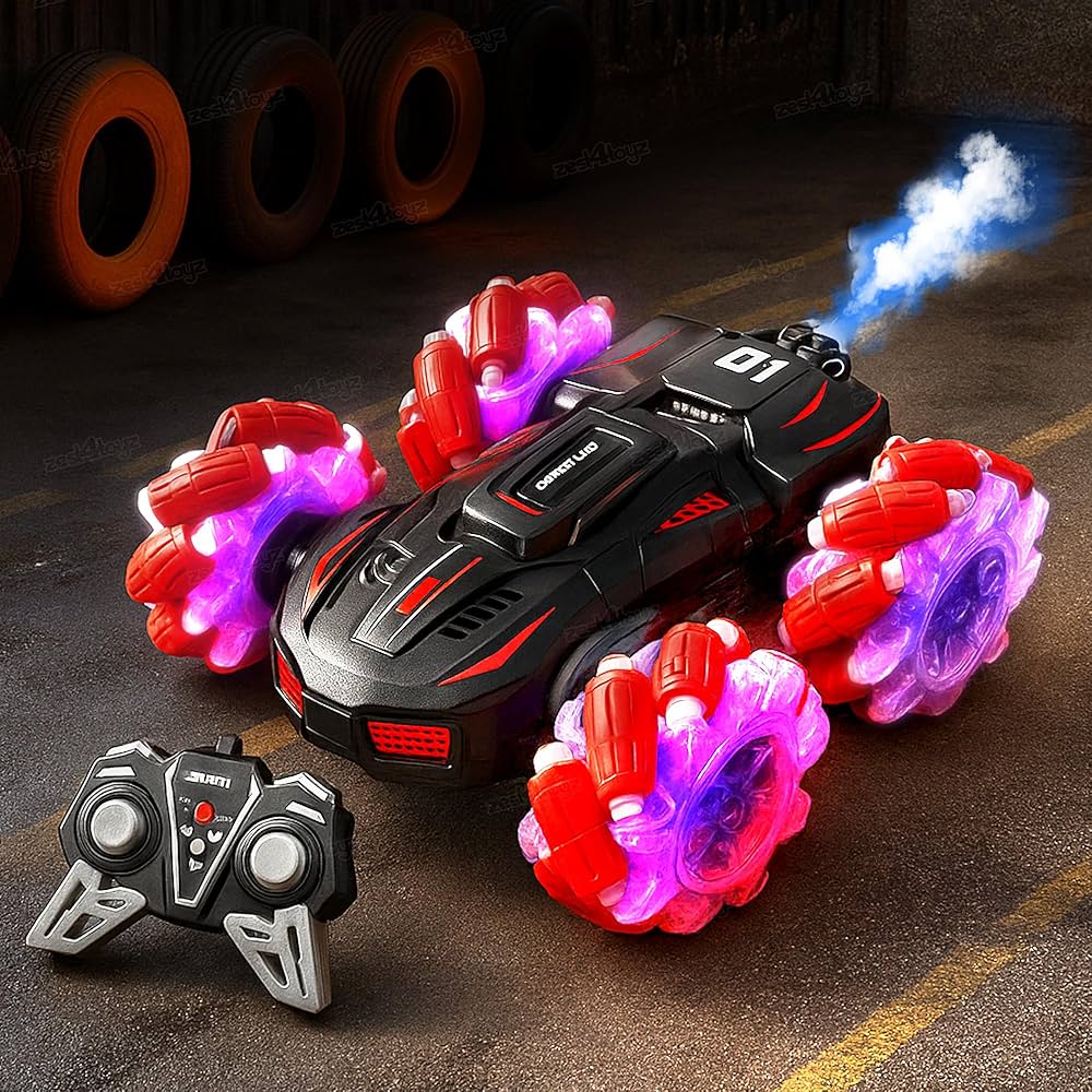 17 Stunt Spray Car Toy – Remote Control Stunt Car with Water Spray Effect for Kids