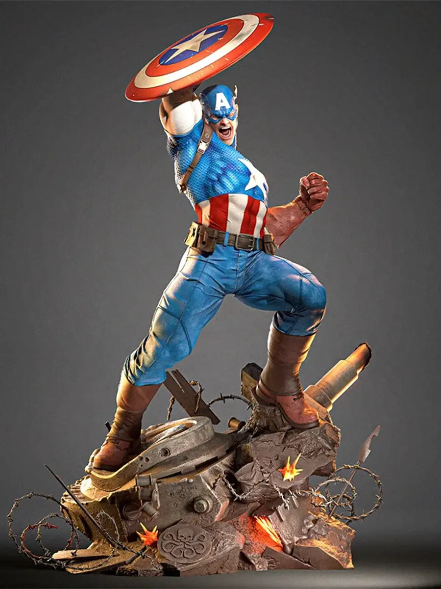 Captain America Premium Resin Statue 1/6 Scale – 3D Printed Collector Display Figure