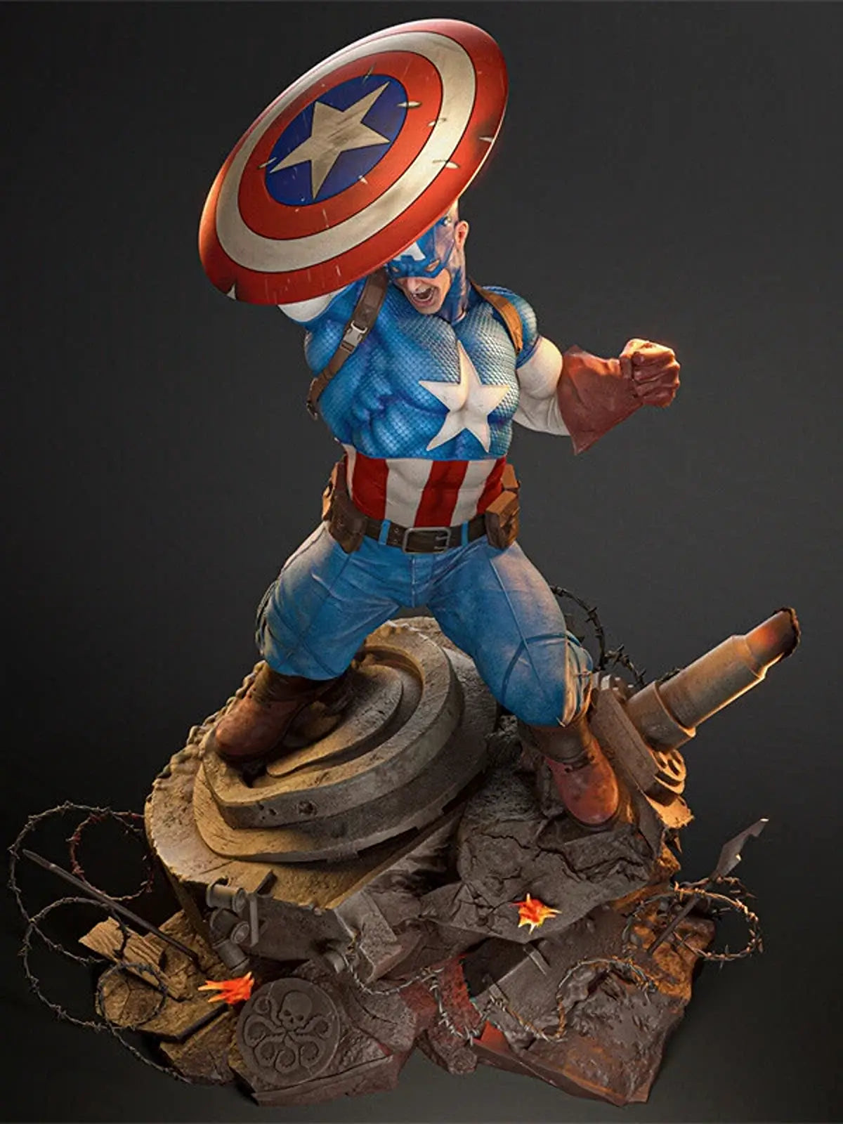 Captain America Premium Resin Statue 1/6 Scale – 3D Printed Collector Display Figure