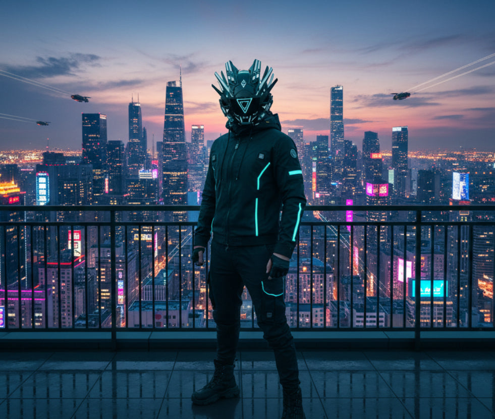 Cyberpunk Predator Helmet – LED Light-Up Halloween Cosplay Mask (Limited Edition)
