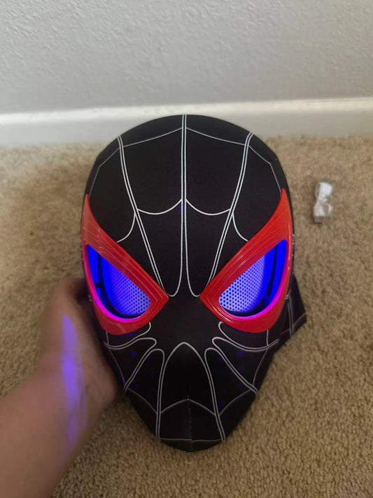 LED Red Spider-Man Mask with Remote Control – Stealth Suit Edition Cosplay Mask with Animated LED Eyes