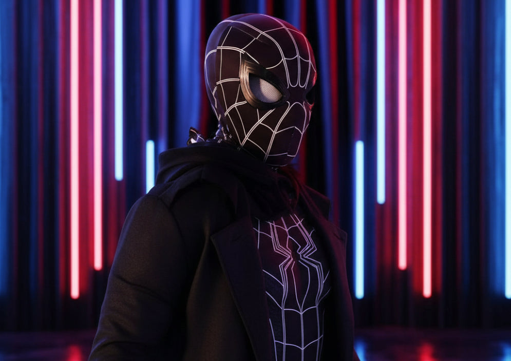 Spider-Man Black Raimi 1:1 Cosplay Mask – Light-Up Eyes with Chin Control Limited Edition