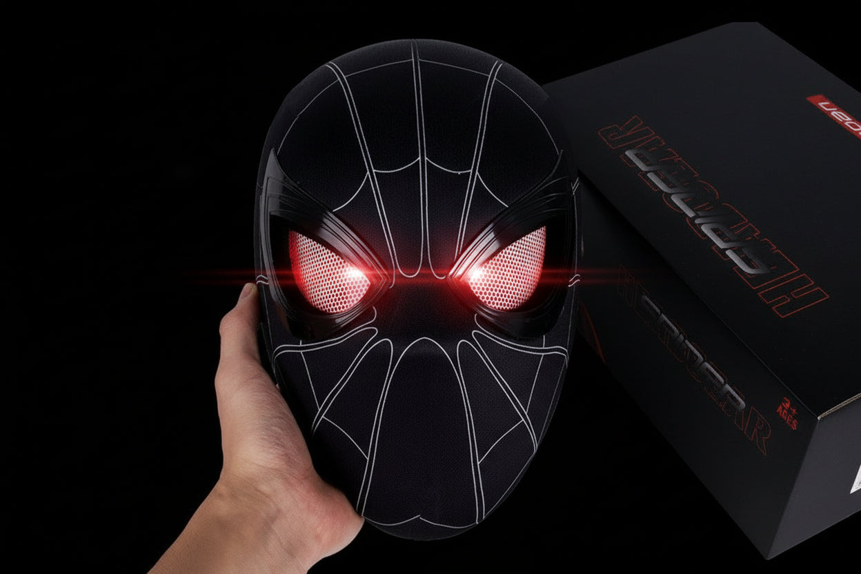 Spider-Man Black Raimi 1:1 Cosplay Mask – Light-Up Eyes with Chin Control Limited Edition