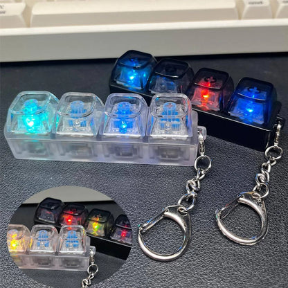CABINCLUB Mini Mechanical Keyboard Keychain with 4 Clickable Keys & LED Light