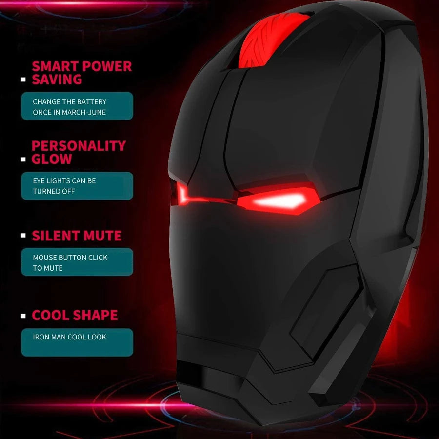HIVAGI Iron Man Wireless Mouse – Fully Black Edition | Premium 2.4GHz Silent Optical Mouse | AnimeLegacy