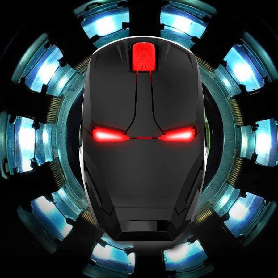 HIVAGI Iron Man Wireless Mouse – Fully Black Edition | Premium 2.4GHz Silent Optical Mouse | AnimeLegacy