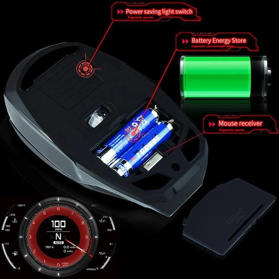 HIVAGI Iron Man Wireless Mouse – Fully Black Edition | Premium 2.4GHz Silent Optical Mouse | AnimeLegacy