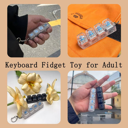 CABINCLUB Mini Mechanical Keyboard Keychain with 4 Clickable Keys & LED Light