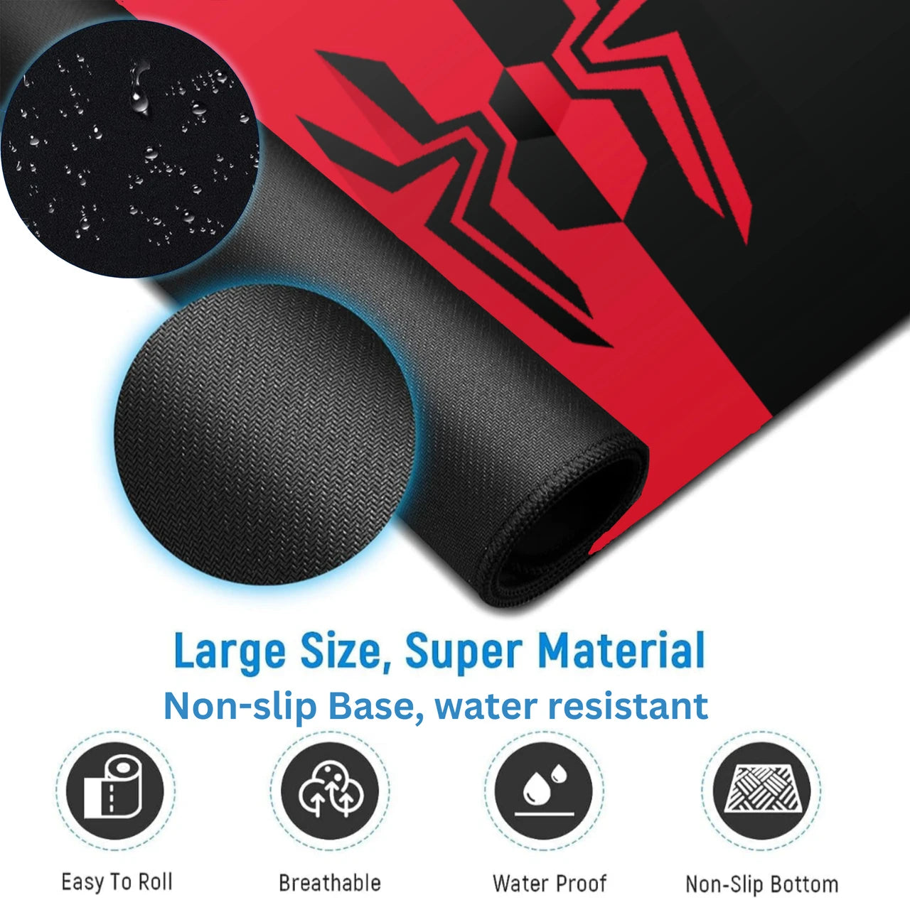 Aniithing Spider-Man Gaming Mouse Pad XXL – 23 × 11 Inch Extended Desk Mat for PC & Keyboard | Non-Slip Base Red & Black