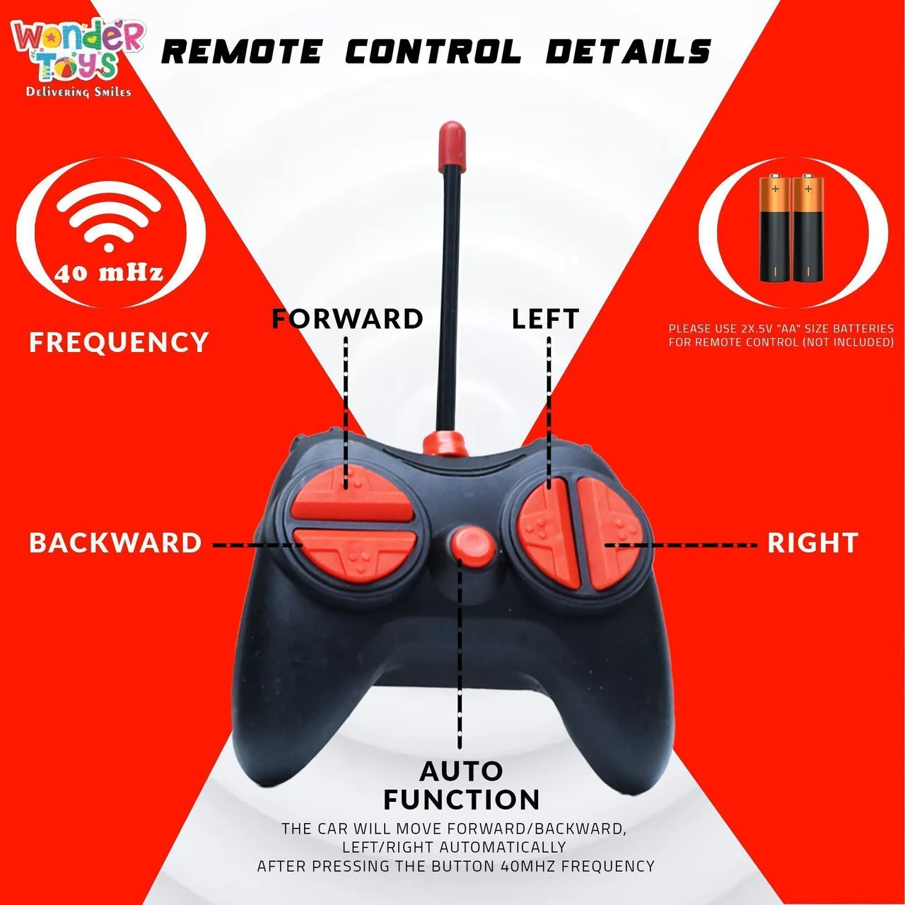 Wonder Stunt Flip & Rotating RC Car – 360° Rolling and Flexible Turning Toy for Kids (Red)