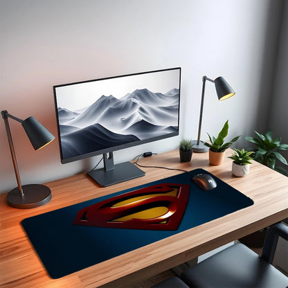 Aniithing Superman Gaming Mouse Pad XXL – 23 × 11 Inch Extended Desk Mat for PC & Keyboard | Non-Slip Base Red & Blue