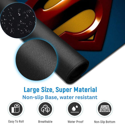 Aniithing Superman Gaming Mouse Pad XXL – 23 × 11 Inch Extended Desk Mat for PC & Keyboard | Non-Slip Base Red & Blue