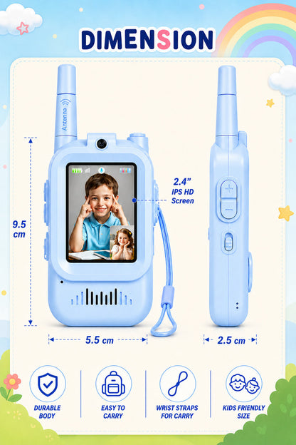 LIVORA Interactive Kids Walkie Talkies – Long Range Toy Radios with Fun Learning Features (Blue & Pink)