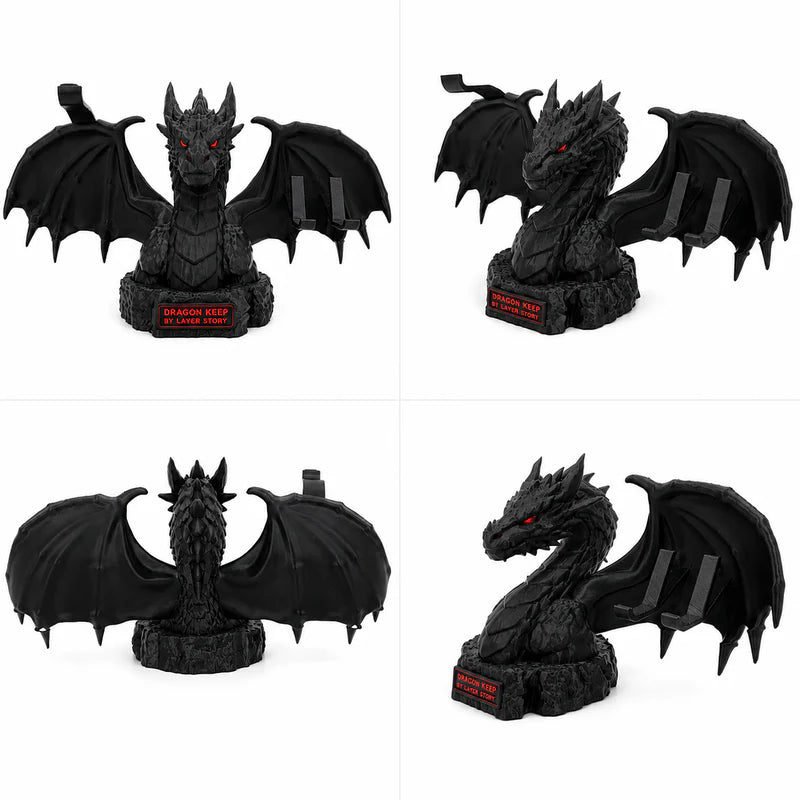 Dragon's Keep Gaming Headset & Controller Stand – Premium Desktop Organizer for Headphones, Game Controllers & Gaming Accessories