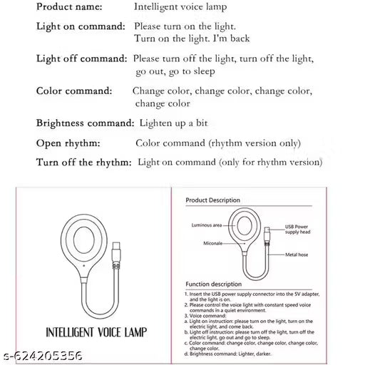 Voice Control LED Desk Lamp – Portable USB Smart Light with Voice Command