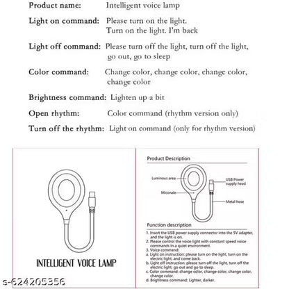 Voice Control LED Desk Lamp – Portable USB Smart Light with Voice Command